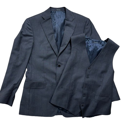 Gianni Versace 1B テーラードジャケット Gianni Versace Striped 1B Single Breasted Jacket Suit size 44 Navy