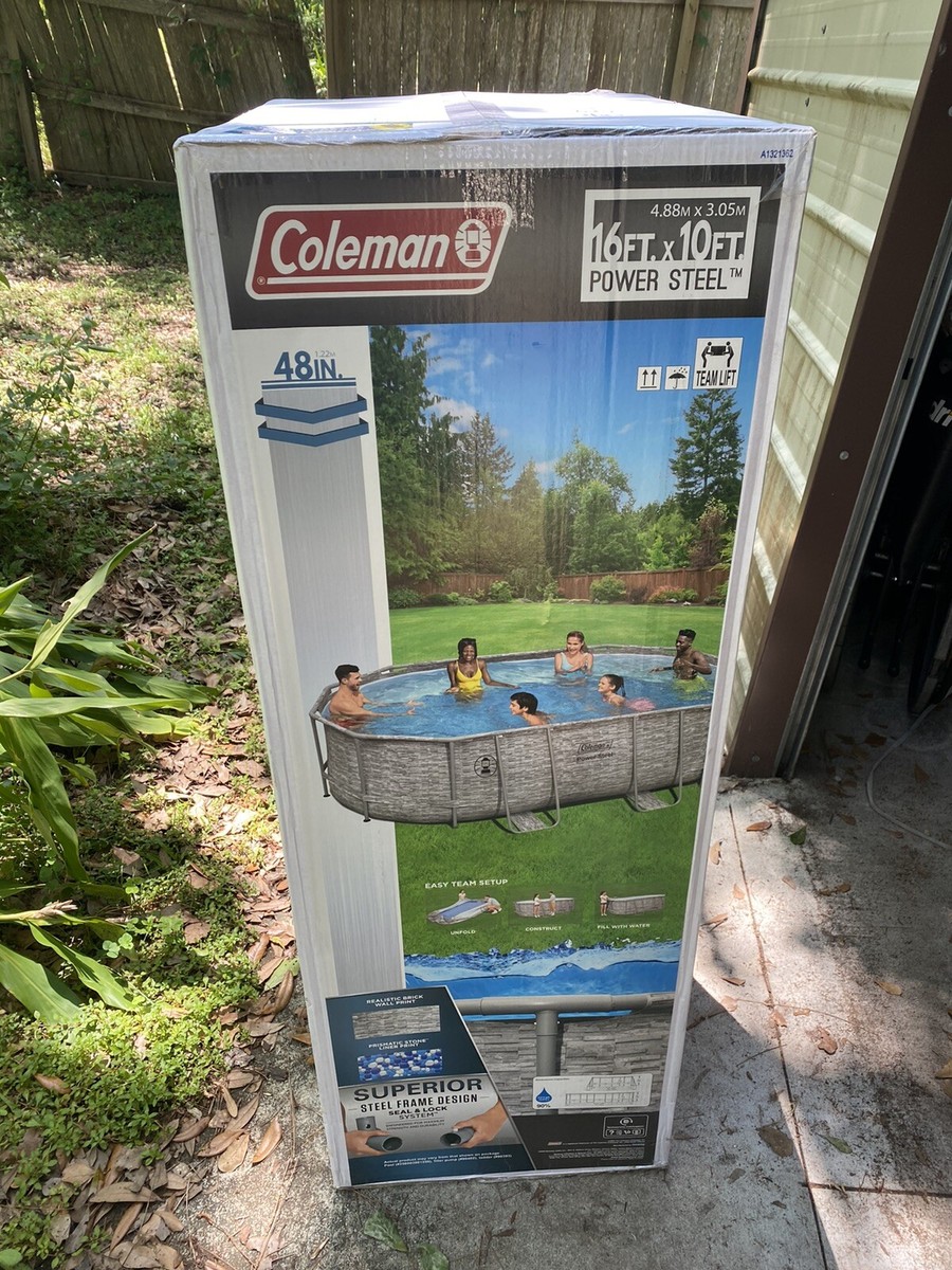 Coleman Power Steel 16ft x 10ft x 48in Oval Swimming Pool Set | w
