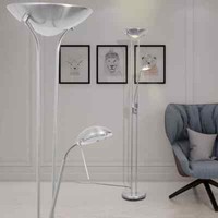 Stehlampe Led Dimmbar 23W Deckenfluter Standlampe Lampe Silbern/Schwarz Vidaxl