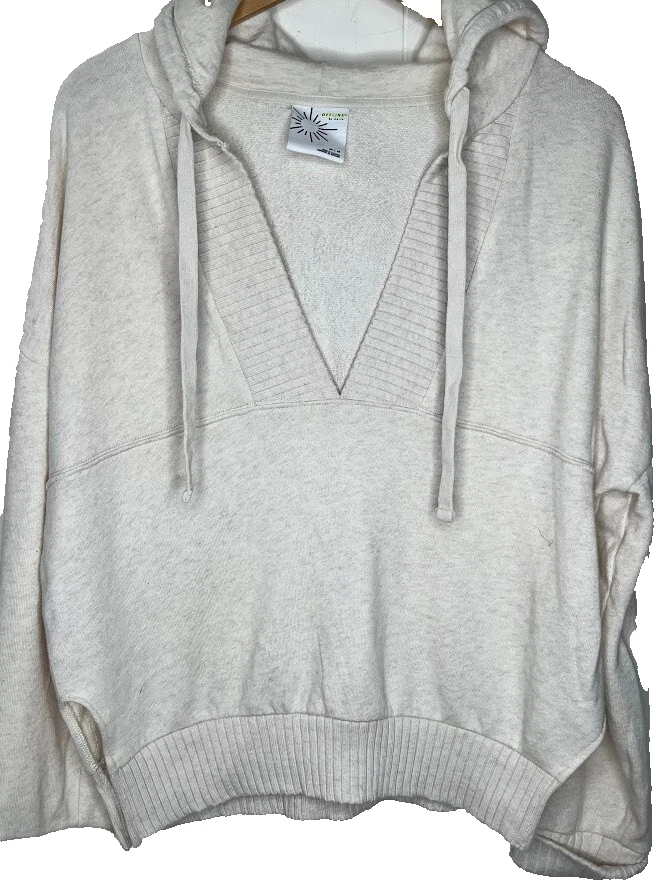 OFF WHITE Felpa con cappuccio Offline By Aerie taglia media avorio manica lunga vestibilità comoda