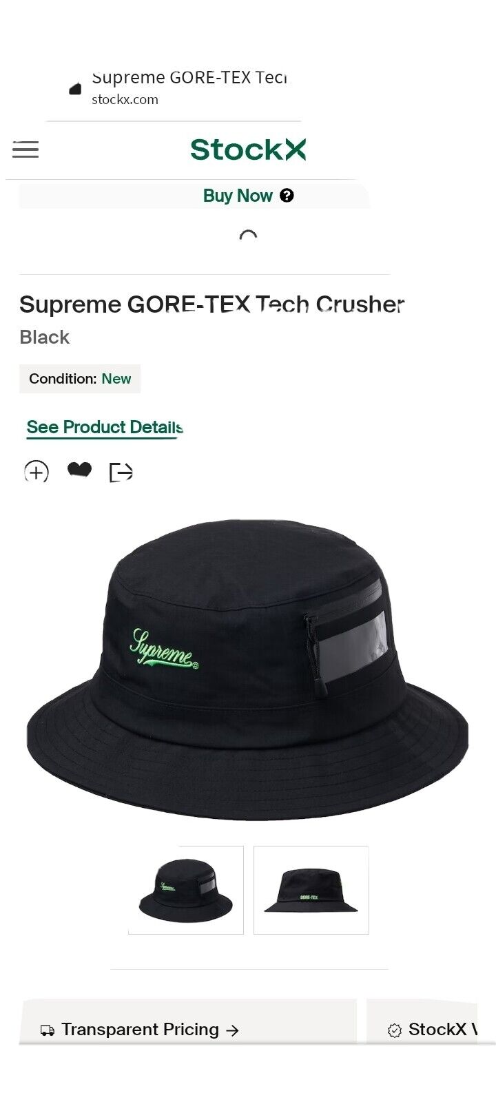 Supreme Gore-tex Tech Crusher Black Bucket Hat (Size L)