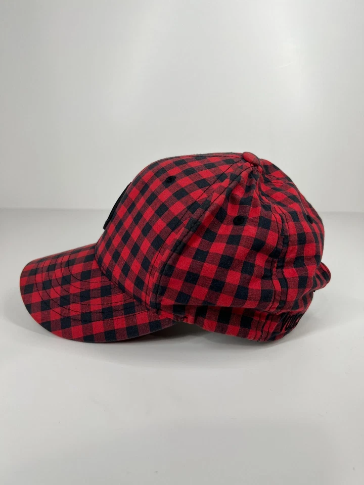 VOLCOM cap hat baseball red black checker pattern adjustable 3D logo embroidery - Image 4 of 4