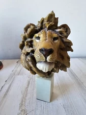 Spring Lion head bust statue figurine realistic unique vintage decor African uni