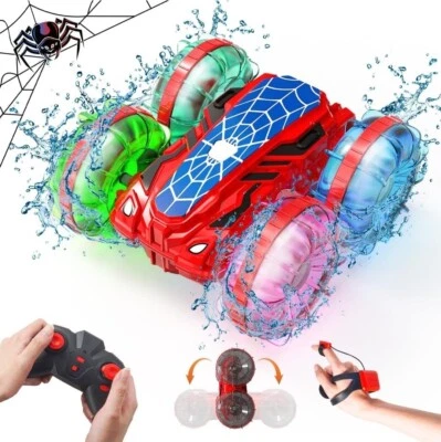 ESUN Amphibienfahrzeug Ferngesteuertes RC Auto mit Lichtern ab 3 Jahre Spider-Stunt