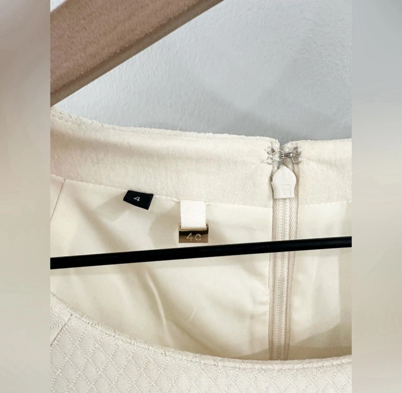 VETEMENTS Abito 4.Collective Diamond Knit plissettato aderente e svasato panna taglia 4