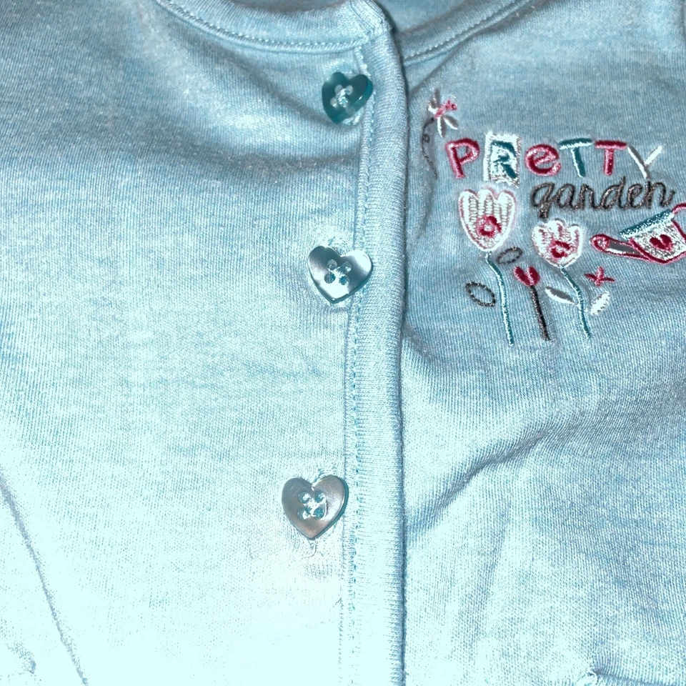 Bebé Niña Absorba 12M Azul Brillante Bonita Jardín Tejido Mezcla Algodón Chaqueta Foto 2 de 4