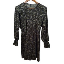 Zara Green Animal Print Long Sleeve Mini Dress Womens Medium