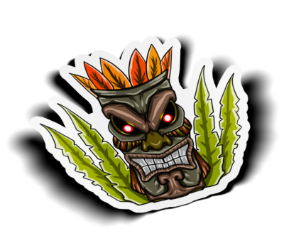 Tiki Man Hawaii Vinyl Sticker - Waterproof Decal For Cars, Laptops, Water Bottles