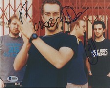COLDPLAY BAND SIGNED 8x10 PHOTO BECKETT COA x4 CHRIS MARTIN PARACHUTES PROMO