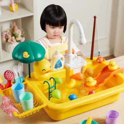 Kinder Küche Spüle Spielzeug Elektro Geschirrspüler mit fließendem Wasser Rollenspiel Geschenk Spaß