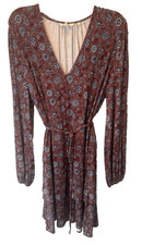 Boden Burgundy Floral Tapestry Tiered Mini Jersey Dress 12R NEW Soft Boho Chic