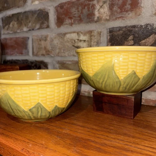 Vintage Shawnee Corn King #6  Bowl 6 inch Yellow and Green Lot Of 2
