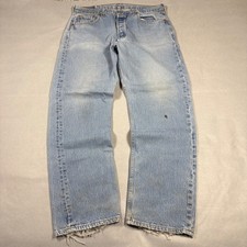 Vintage Levis 501 Jeans Mens 38x32 Light Wash Distressed Straight Made in USA