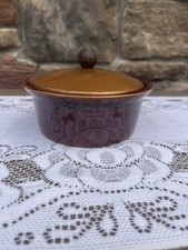 Vintage Made in USA Stoneware Cheese Crock with Metal Lid - Small 5" x 2"