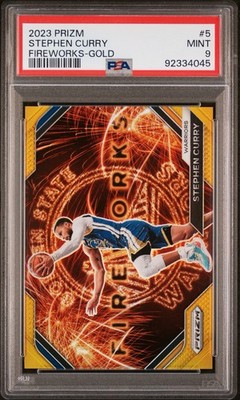 2023 Prizm Stephen Curry Fireworks Gold Prizm /10 PSA 9 Golden State Warriors