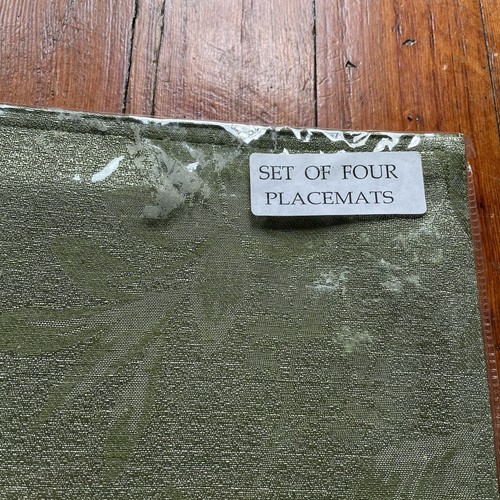 Vintage Wilton Court Silk Autumn Harvest Placemats Set Of Four Green Herb 13x18 - Picture 5 of 6