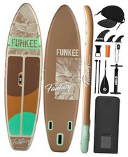 11   34" 6" Extra Wide Inflatable Stand Up Paddle Board, land yellow with seat