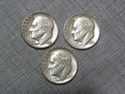 Roosevelt Dimes (Lot Of Three) 1954 P, 1957 P, 1959 P.