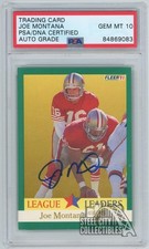 Joe Montana 1991 Fleer League Leaders Autograph Card #408 PSA/DNA 10
