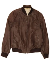 GALLOTTI Mens Bomber Leather Jacket IT 52 XL Brown Leather CO04