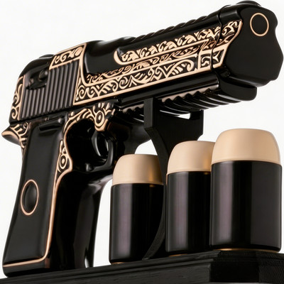 Ceramic Whiskey Decanter Gun 16.9 Oz and Shot Glass Cool Alcohol Gifts For Men