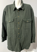 St. John's Bay XL Men's Green Shirt Chamois cloth Button Up Long Sleeve Cotton