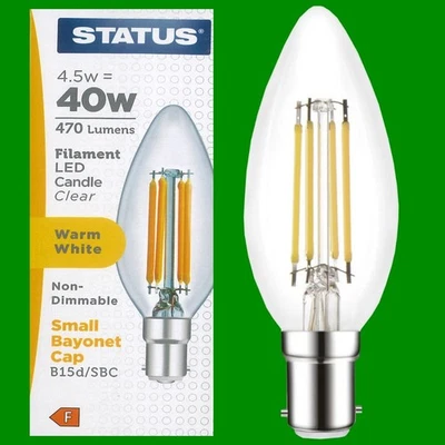 Ampoules En Verre LED Filament Claires 6X 4,5W (=40W) SBC B15 2700K B15d - Photo 1/4