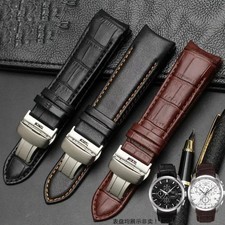 Genuine Calfskin Leather Watch Band 22 23mm 24mm Butterfly Buckle Replace Strap
