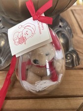 NOS Russ Berrie Miniature Teddy Plush Santa Hat Beary Christmas Ornament