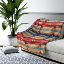 Colorful Sherpa Fleece Blanket Bright Artistic Home Decor