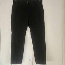 Next Black Tapered Trousers UK 14R Smart Work Cigarette Pants Stretch