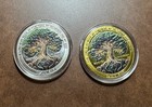 SET OF 2 CHRISTIAN TREE OF LIFE MEDALS SILVER AND GOLD COLORED MEDALLION COINS — photo 1