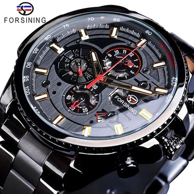 FORSINING Mechanische Handaufzug Edelstahl Uhr - Mode Lässig
