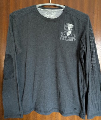 Tom Tailor Longsleeve Herren Gr. M Grau Details Patch Nieten Print Streetware 