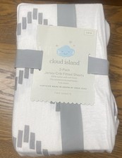 cloud island Gray and White Jersey Fitted Crib Sheets - 2-Pack 100 Cotton