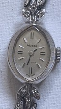 Diamond Studded "Nivada Grenchen" 14ct .585 White Gold Ladies Watch