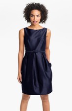 Eliza J Belted Tulip Dress SZ 12 Navy