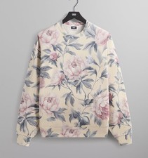Kith Peony Nelson Crewneck Sweatshirt in Sandrift Floral Print Logo Size XL