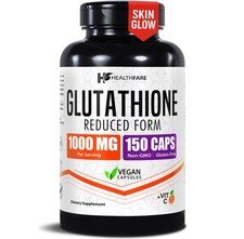 Healthfare Glutathione 1000mg GSH L-Glutathione Reduced 150 Capsules Antioxidant