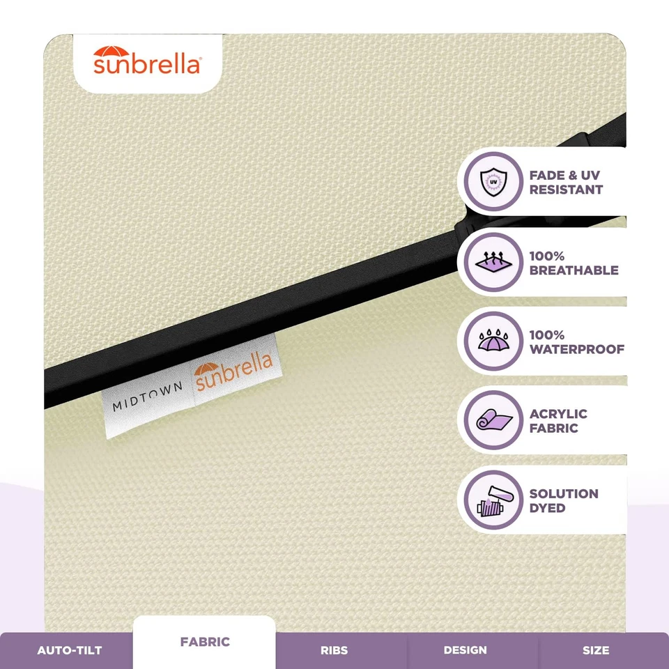 Sunbrella Umbrella 9 Feet Outdoor Umbrella With Canvas Natural Acrylic Fabric... - Image 3 of 4