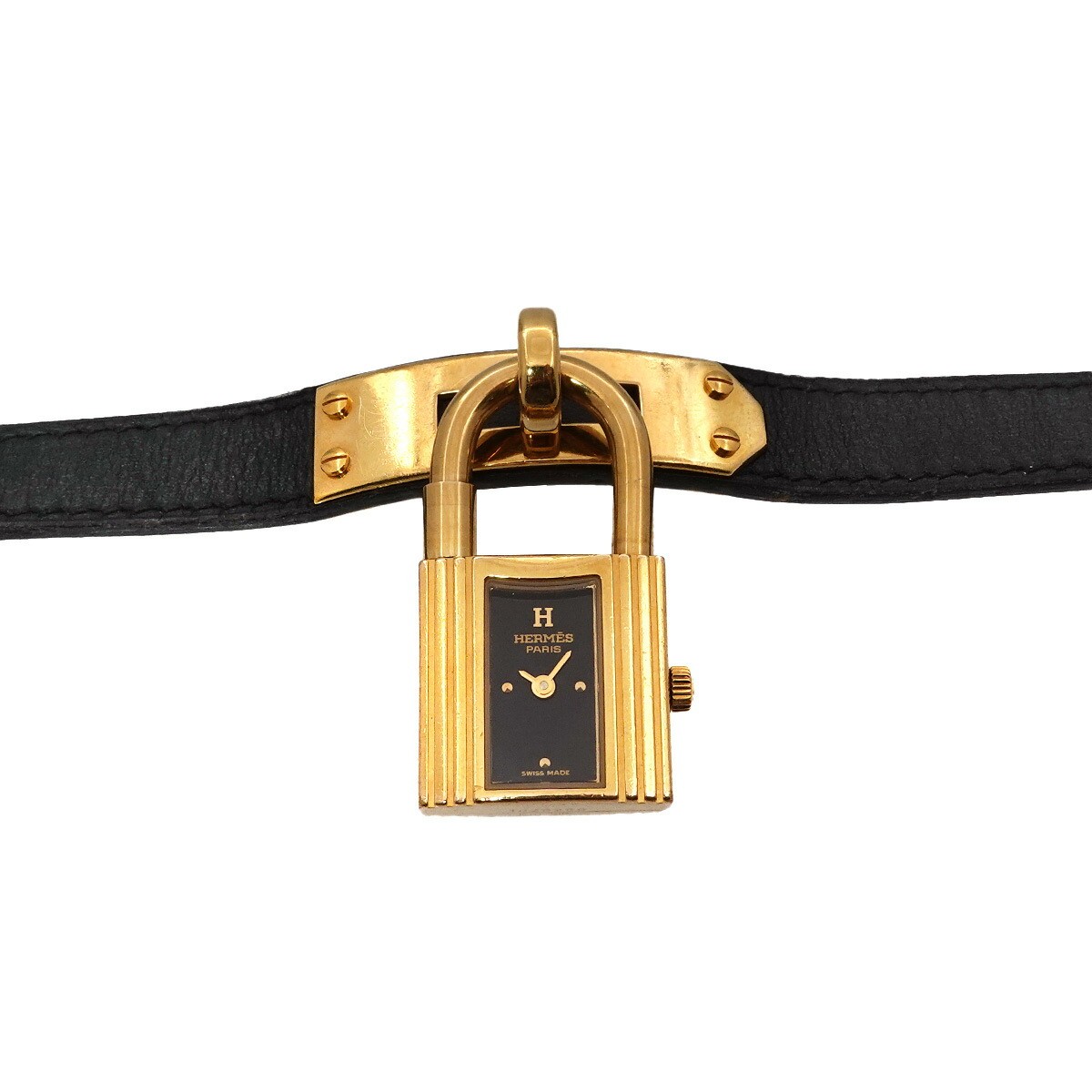 HERMES KELLY Watch Quartz Black Dial Leather Ladies Watch 90296550 