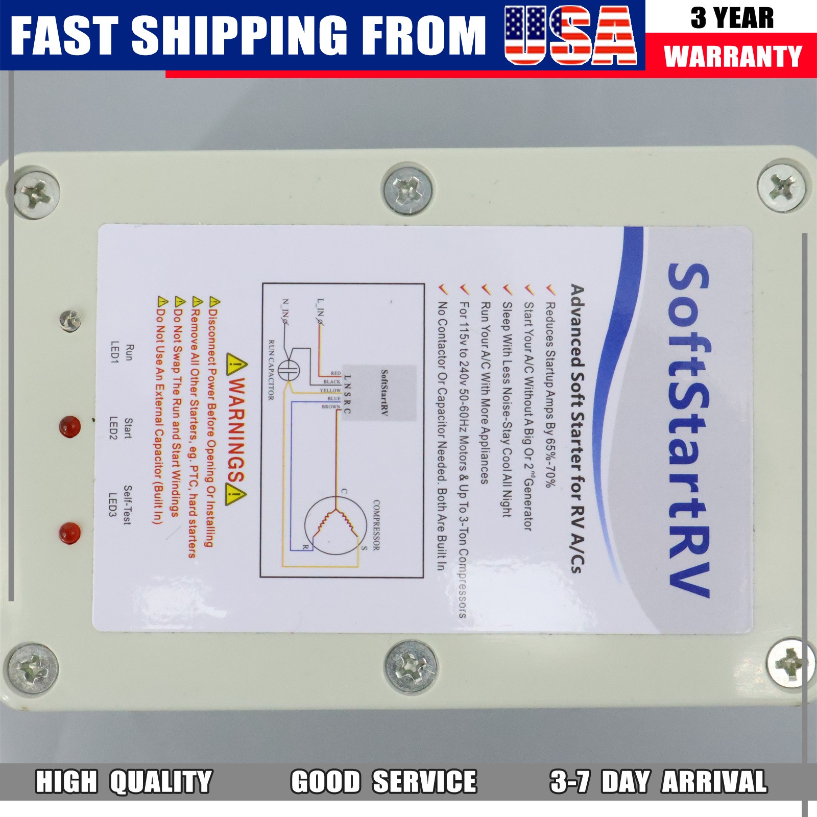 New Soft Start Kit Air Conditioner Setup RV A/C Starter For SSRV3T 110 Volts