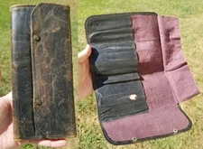 Vintage Leather Medical Doctors tool instrument Bag Dr's Case old folding