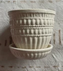 Vintage McCoy USA Beaded Planter Pot Attached Saucer, White 1960's
