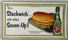 1953 7-Up Cardboard Sign / Tray - Try a Stack...