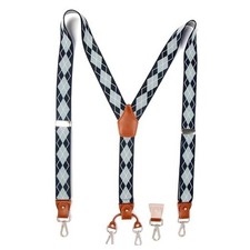 Prophet Clue PC Suspenders for Men Elastic Y Back 1.4 Inches Grey black