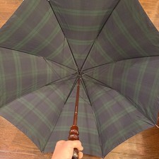 Polo Ralph Lauren Umbrella Wood Handle Black Watch Tartan Plaid Green Vingtage