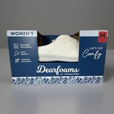 NEW Dearfoams Memory Foam Women's Slippers, Cream, Size M (7-8)