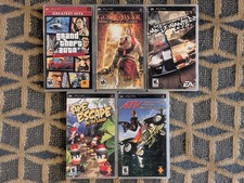 Five PSP Game Cases - GTA, God of War, Ape Escape, ATV, Need for Speed