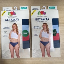 Fruit Of The Loom Getaway Collection Mesh Thongs 4-Pack Panties Set Of 2